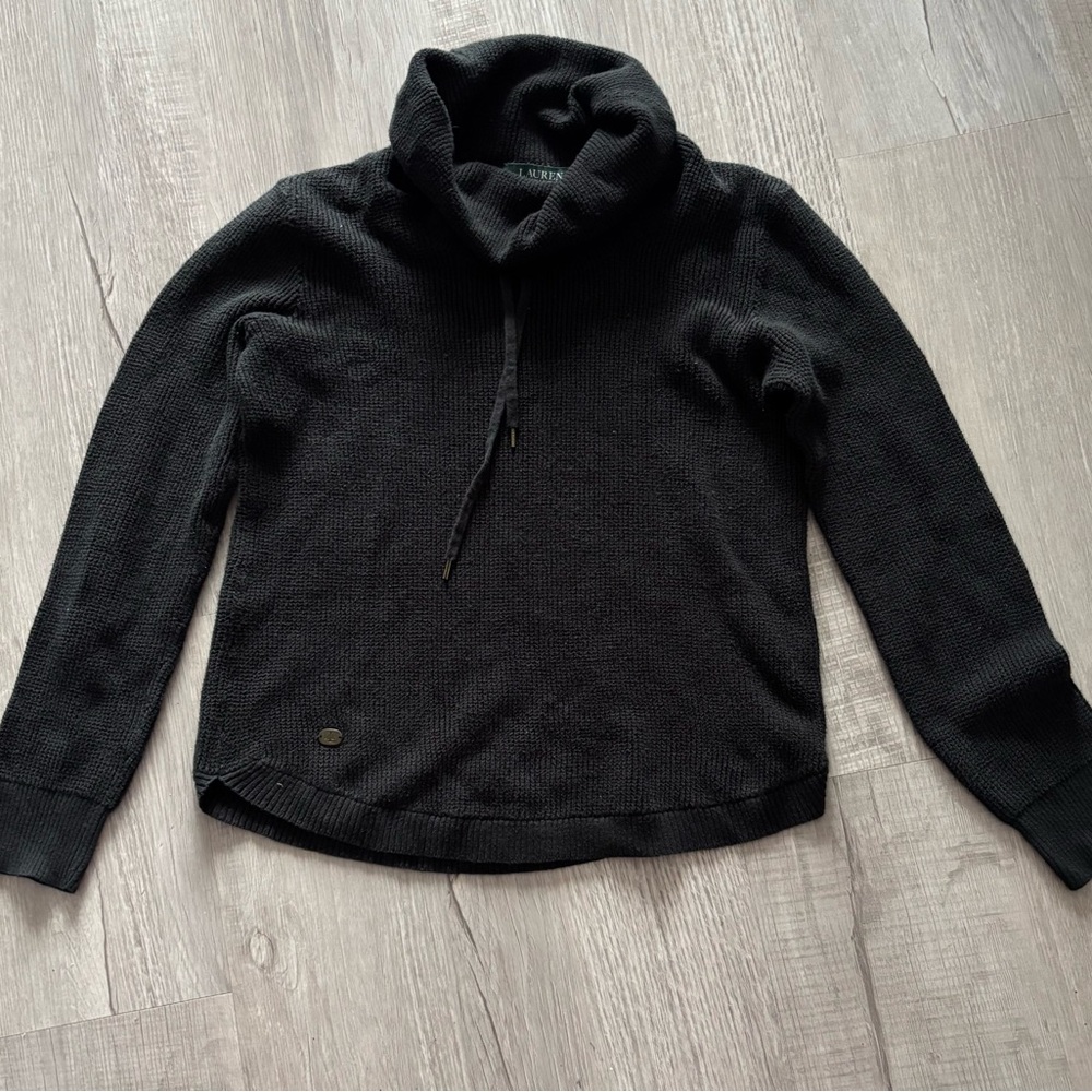 Ralph Lauren black waffle knit cowl neck sweater size S